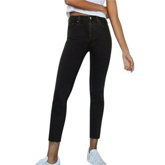 Denim Forum The Yoko High Rise Slim Jeans Size 26 Black Womens - Picture 1 of 14